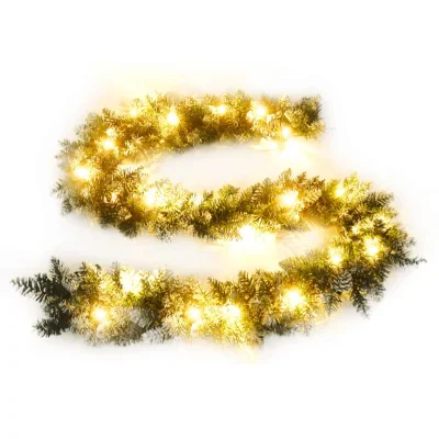 vidaXL Božična girlanda z LED lučkami zelena 5,2 m PVC