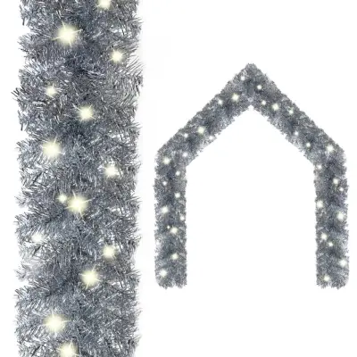 vidaXL Božična girlanda z LED lučkami 20 m srebrna
