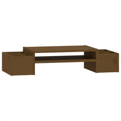 vidaXL Stojalo za zaslon medeno rjavo 70x27,5x15 cm trdna borovina