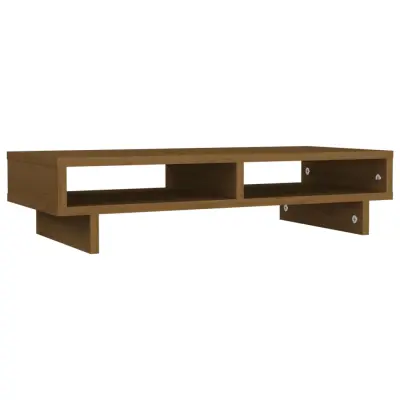 vidaXL Stojalo za zaslon medeno rjavo 60x27x14 cm trdna borovina