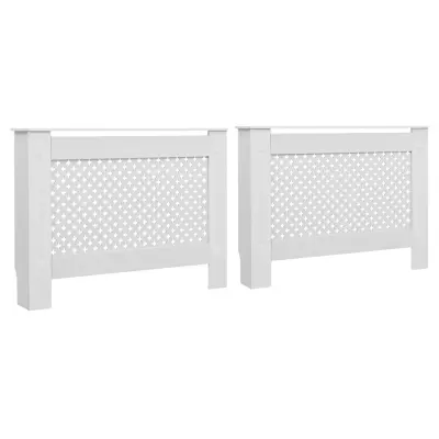 vidaXL Pokrov za radiatorje 2 kosa bel 112x19x81,5 cm mediapan