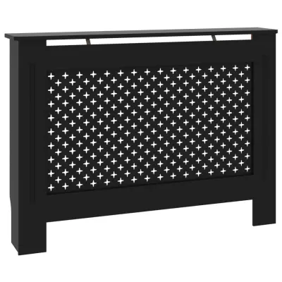 vidaXL Pokrov za radiator črn 112x19x81,5 cm mediapan