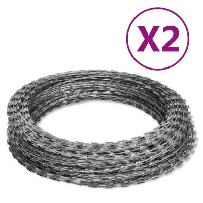 vidaXL Bodeča žica z rezili 2 kosa pocinkano jeklo 60 m