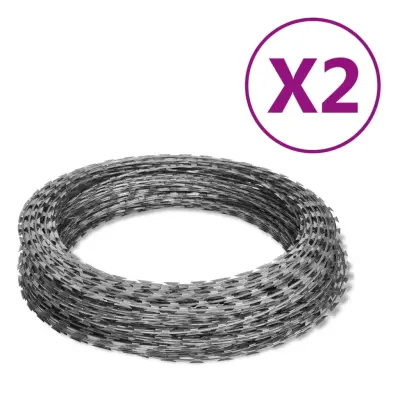 vidaXL Bodeča žica z rezili 2 kosa pocinkano jeklo 100 m