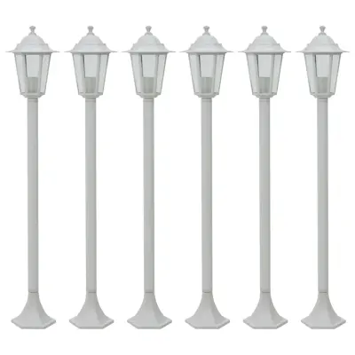 vidaXL Vrtne ulične svetilke 6 kosov E27 110 cm aluminij bele