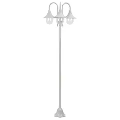 vidaXL Vrtna ulična svetilka E27 220 cm aluminij 3 žarnice bela