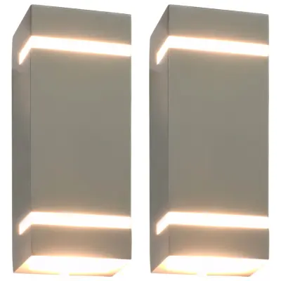 vidaXL Zunanje stenske svetilke 2 kosa 35 W srebrne pravokotne