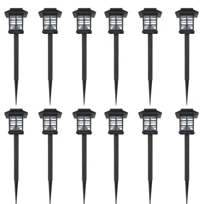 Set zunanjih solarnih LED svetilk s konico 12 kosov 8,6 x 8,6 x 38 cm