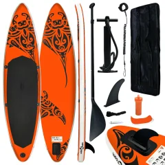 vidaXL Napihljiva SUP deska komplet 305x76x15 cm oranžna