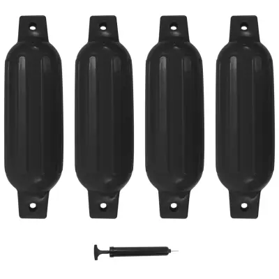 vidaXL Odbijač za čoln 4 kosi črni 41x11,5 cm PVC