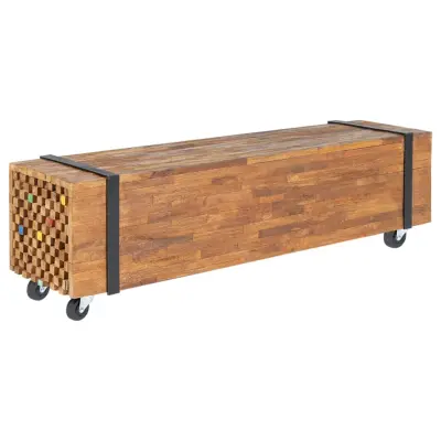 vidaXL TV stojalo 110x30x32,5 cm trdna tikovina