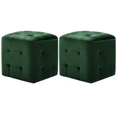 vidaXL Tabure 2 kosa zelen 30x30x30 cm žametno blago