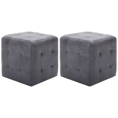 vidaXL Tabure 2 kosa siv 30x30x30 cm umetno usnje semiš