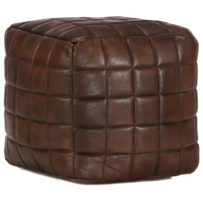 vidaXL Tabure temno rjav 40x40x40 cm pravo kozje usnje