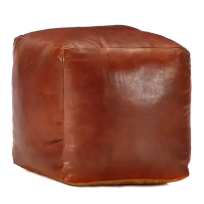 vidaXL Tabure rumenorjav 40x40x40 cm pravo kozje usnje