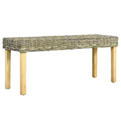 vidaXL Klop 110 cm naraven kubu ratan in trden mangov les