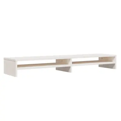 vidaXL Stojalo za zaslon belo 100x24x13 cm trdna borovina