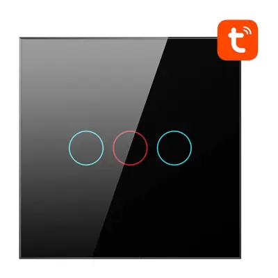 Stikalo na dotik WiFi Avatto TS02-EU-B3 Triple TUYA (črno)