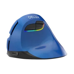 Brezžična navpična miška Delux M618Mini BT/2.4G 4000DPI RGB (modra)
