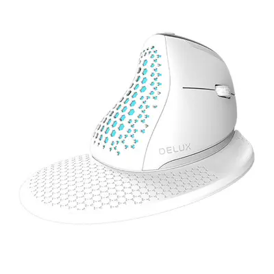 Brezžična vertikalna miška Delux M618XSD BT+2.4G RGB (bela)