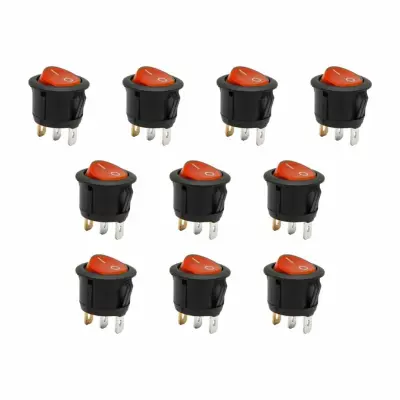 10x osvetljeno preklopno vgradno stikalo OFF/ON 6A 250V rdeča luč