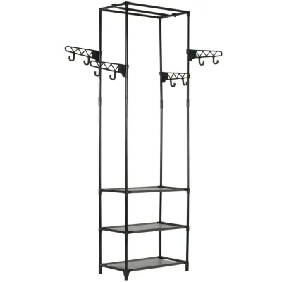 vidaXL Stojalo za oblačila jeklo in netkano blago 55x28,5x175 cm črno