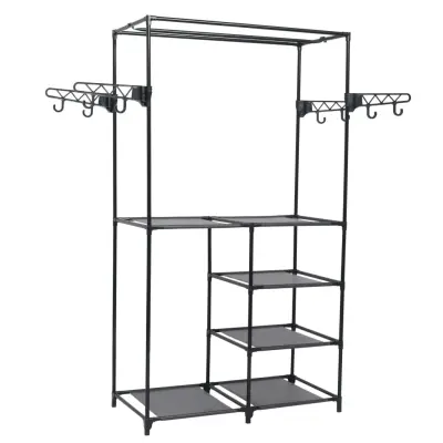 vidaXL Stojalo za oblačila jeklo in netkano blago 87x44x158 cm črno