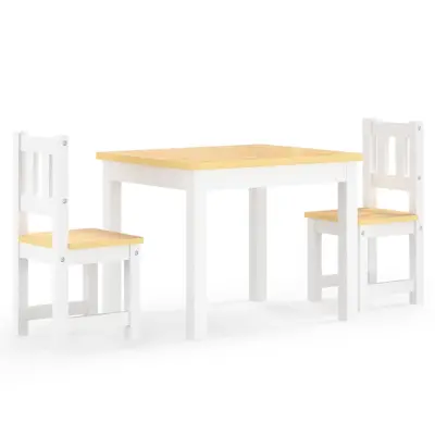 vidaXL 3-delni komplet otroške mize in stolov bel in bež MDF