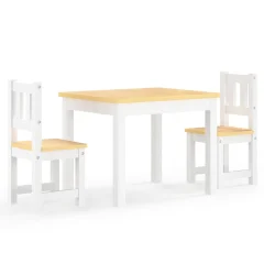 vidaXL 3-delni komplet otroške mize in stolov bel in bež MDF
