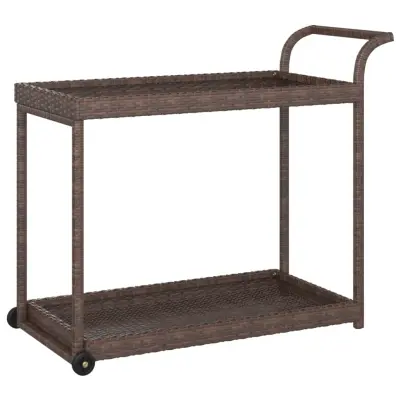 vidaXL Barski voziček rjav 100x45x83 cm poli ratan