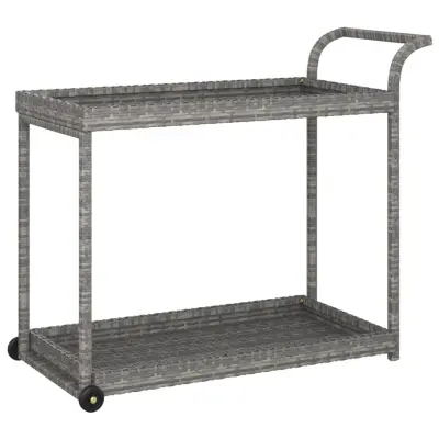 vidaXL Barski voziček siv 100x45x83 cm poli ratan