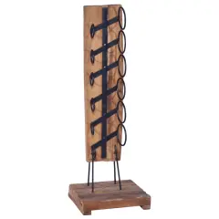 vidaXL Stojalo za vino za 6 steklenic 35x35x100 cm trdna tikovina