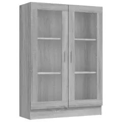 vidaXL Vitrina siva sonoma 82,5x30,5x115 cm konstruiran les