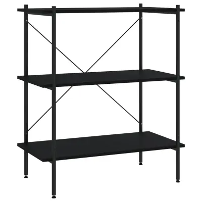 vidaXL 3-nadstropni regal s policami črn 80x40x92 cm