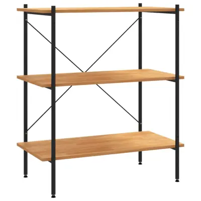 vidaXL 3-nadstropni regal s policami črn in hrast 80x40x92 cm