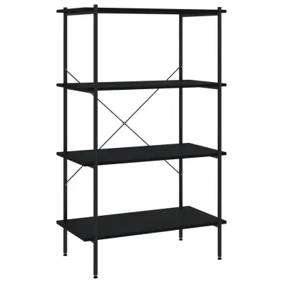 vidaXL 4-nadstropni regal s policami črn 80x40x130 cm