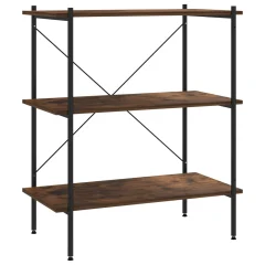vidaXL 3-nadstropni regal s policami črn in naraven 80x40x92 cm