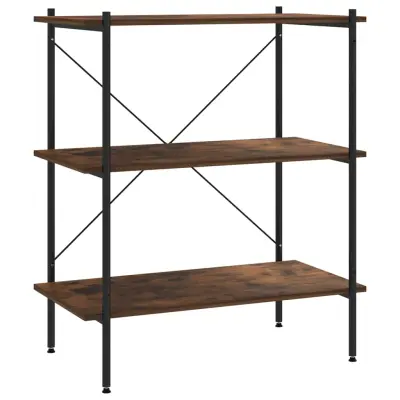 vidaXL 3-nadstropni regal s policami črn in naraven 80x40x92 cm
