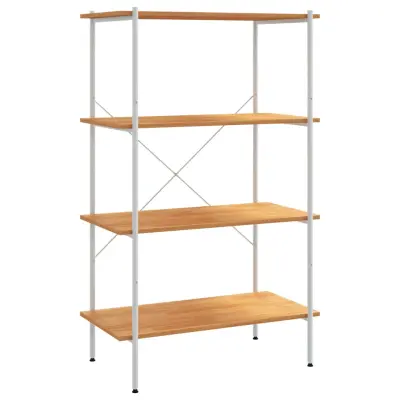 vidaXL 4-nadstropni regal s policami bel in hrast 80x40x130 cm