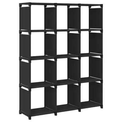 vidaXL Regal z 12 kockastimi policami črn 103x30x141 cm blago
