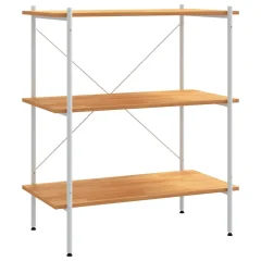 vidaXL 3-nadstropni regal s policami bel in hrast 80x40x92 cm