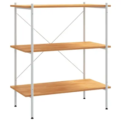 vidaXL 3-nadstropni regal s policami bel in hrast 80x40x92 cm