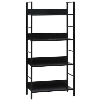 vidaXL Knjižna polica 4-nadstropna črna 60x27,6x124,5 cm inž. les