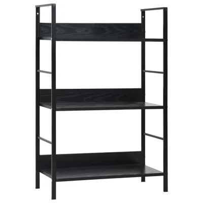 vidaXL Knjižna polica 3-nadstropna črna 60x27,6x90,5 cm inž. les
