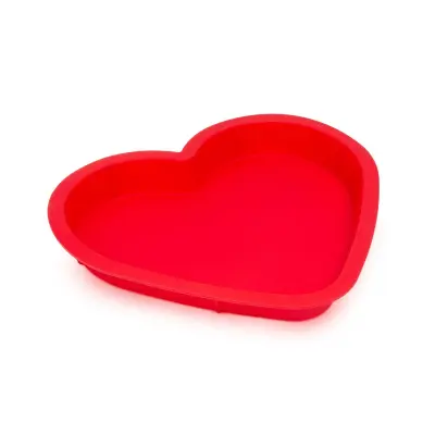 Silikonski pekač v obliki srca 285 x 260 x 34 mm rdeč