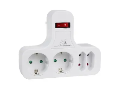 Razdelilec MacLean MCE224 + stikalo 2x šuko 2x euro