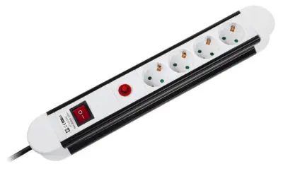 Razdelilec KEMOT 220V 1/4 5m+STIKALO; H05VV-F 3G1.5mm2, prenapestna zaščita, 3500W