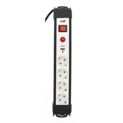 Razdelilec WELL 220V 1/4 5m+STIKALO; H05VV-F 3G1.5mm2, prenapestna zaščita, 3500W