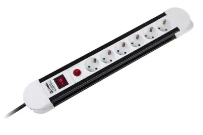 Razdelilec KEMOT 220V 1/6 5m+STIKALO; H05VV-F 3G1.5mm2, prenapetostna zaščita,