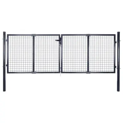 vidaXL Mrežasta vrtna vrata pocinkano jeklo 289x100 cm siva